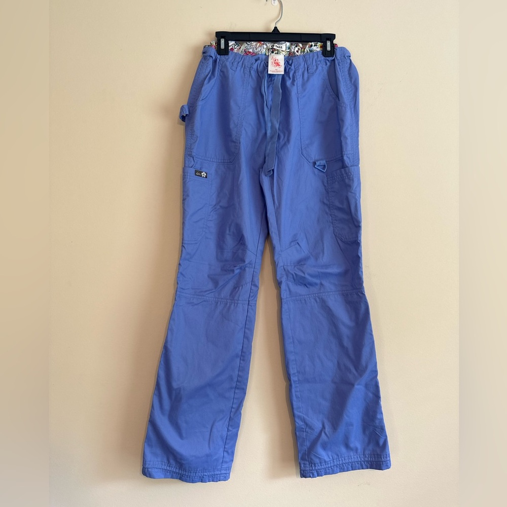 Koi scrub pants, Cecil blue, size medium tall.